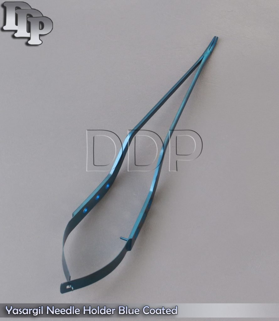 Yasargil Needle Holder 8.5'' Blue Coated Curved Surgical Instruments