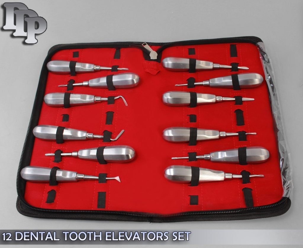 12 DENTAL TOOTH ELEVATORS SET SURGICAL DENTAL INSTRUMENTS