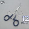 12 Hemostats Mosquito Forceps Surgical Instruments, Blue Dep Handle 5" Curved