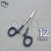 12 Hemostats Mosquito Forceps Surgical Instruments, Blue Dep Handle 5" Straight