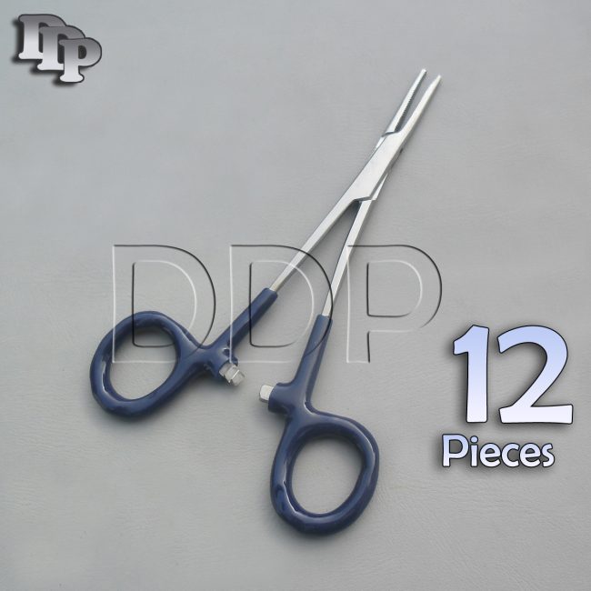 12 Hemostats Mosquito Forceps Surgical Instruments, Blue Dep Handle 5" Straight