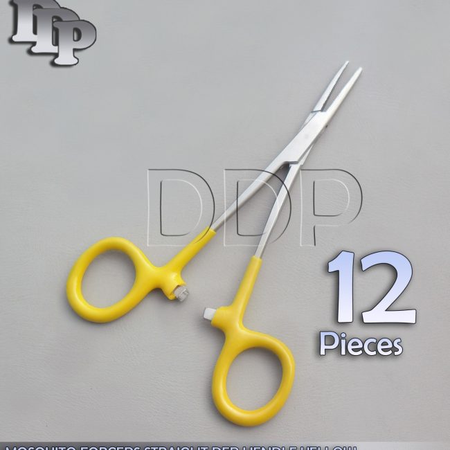 12 Hemostats Mosquito Forceps Surgical Instruments Yellow Dep Handle 5" Straight