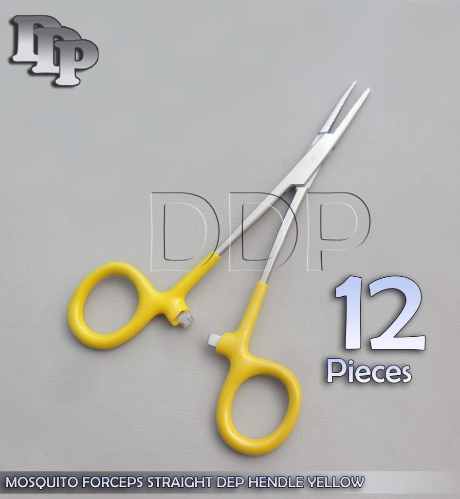 12 Hemostats Mosquito Forceps Surgical Instruments Yellow Dep Handle 5" Straight