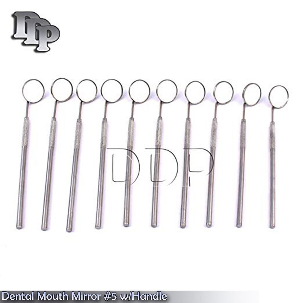12 PCS DENTAL MOUTH MIRROR #5 w/HANDLE DENTAL INSTRUMENT