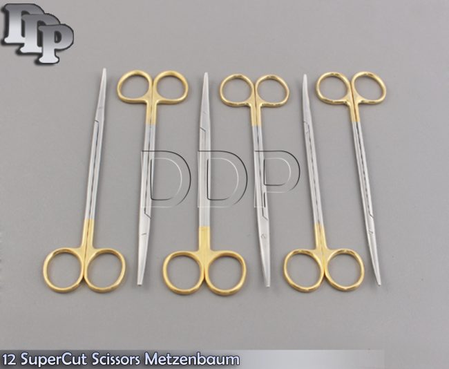 12 SuperCut Scissors Metzenbaum 7" Surgical Dental Veterinary Instruments Curved