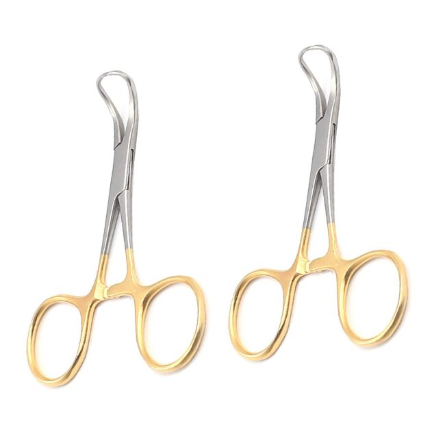 2 Backhaus Towel Clamps Forceps 5.5" Gold Plated Surgical Instruments