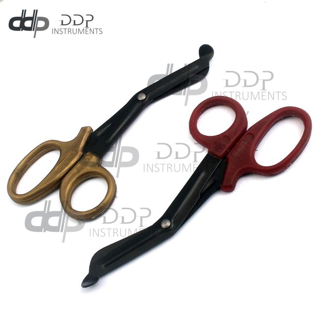 2 (Gold Maroon) Fluoride Black Coated Trauma Paramedic EMT Shears Scissors 5.5"