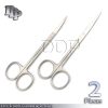 2 Iris Scissors 4.50" 1 Straight and 1 Curved Economy Grade Dental 4.5 4.5"