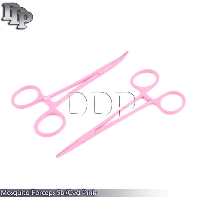 2 Mosquito Hemostat Forceps 5" Pink Color Surgical Instrument (Str & Cvd)