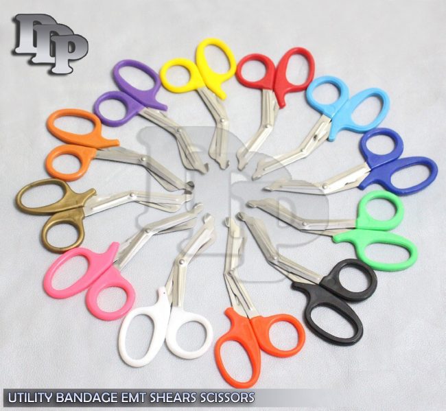 2pc Combo 7 1/2" EMT Shears / Utility Scissors First Aid Medical RED & ORANGE