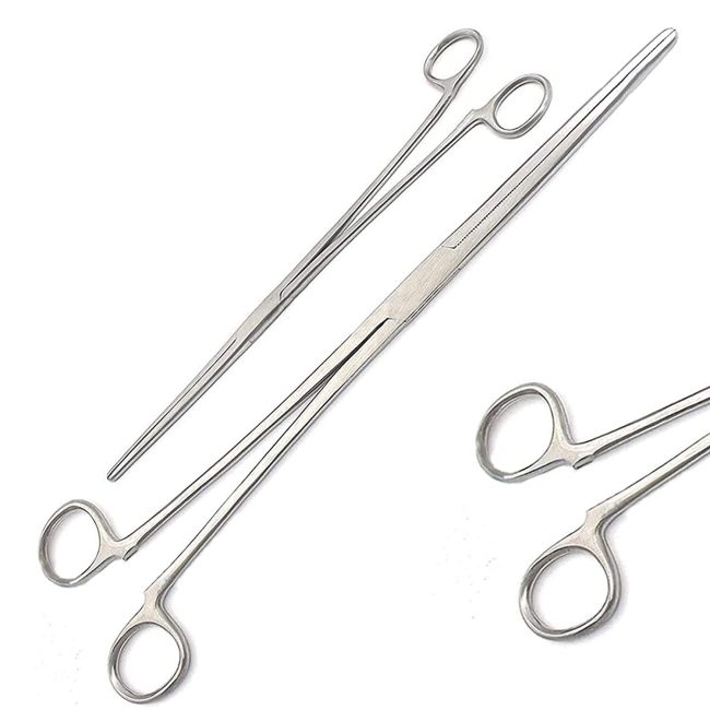2pc Fishing Set 10" + 16" Straight Hemostat Forceps Non-Locking Clamps Stainless