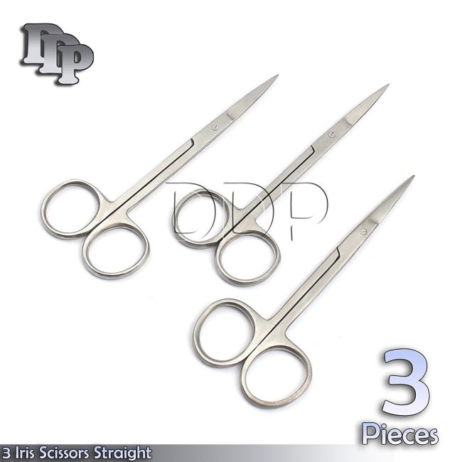 3 HIGH POLISH PACIFATED IRIS MICRO OPHTHALMIC SURGERY SCISSORS STRAIGHT 4.5"