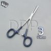 3 Hemostat Pean Forceps Surgical Instruments, Blue Dep Handle 6" Straight