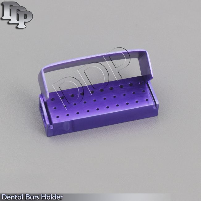 30 Holes Opening Dental Burs Holder Aluminum Endo Box Purple DN-2082