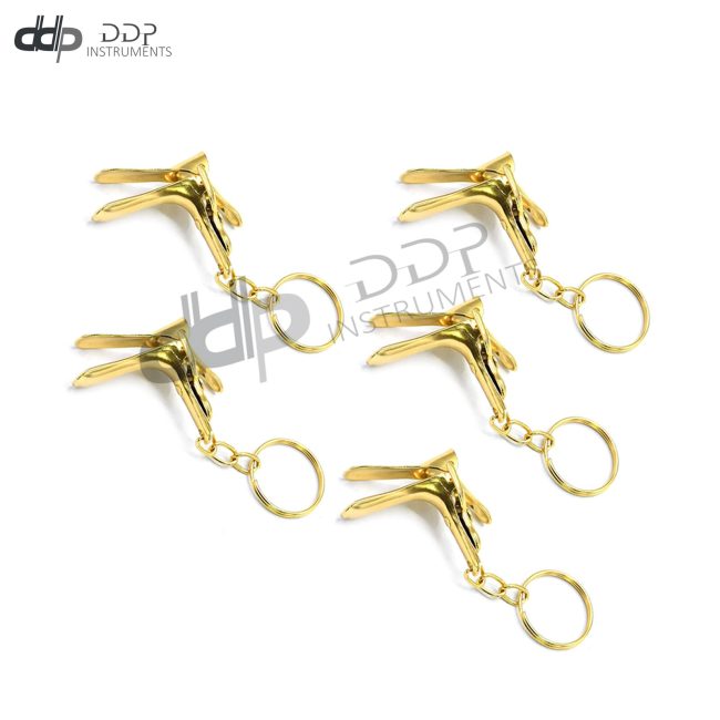 5 Pcs Key Chain Speculum Gold Promo Key Ring Surgical Medical Instruments