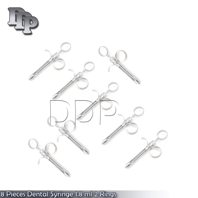 8 Pieces Of Anesthetic Dental Syringe 1.8 ml 2 Rings Instruments