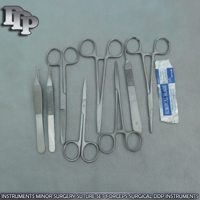 9 INSTRUMENTS MINOR SURGERY SUTURE SET FORCEPS DS-704