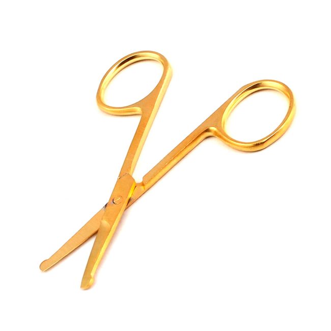 Beauty Safety Scissors Trimmer Nose Hair Scissors 3.5'' Gold Ear Facial Trimmers