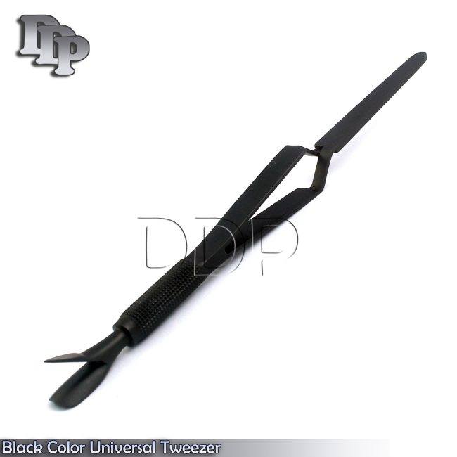 Black Color Universal Tweezer 7'' Acrylic Nail Art Pincher Manicure Nail Care