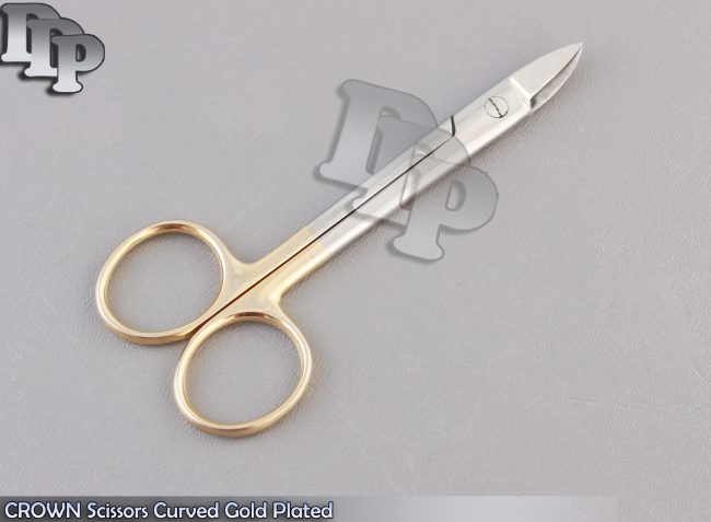 CROWN Scissors Curved 4.25" Gold Plated Dental Surgical Instruments
