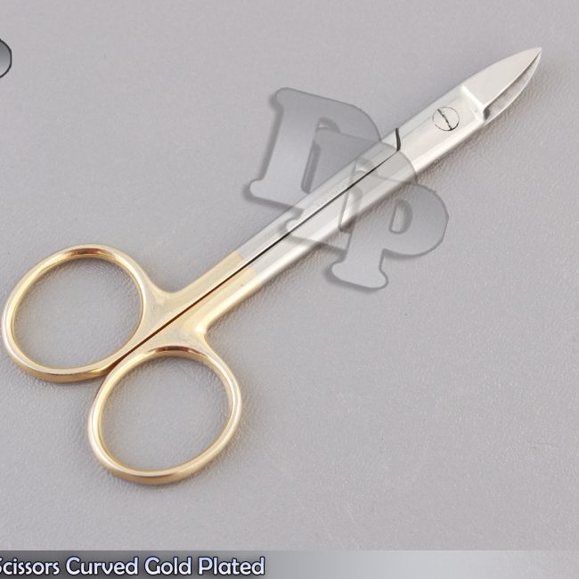 CROWN Scissors Curved 4.25" Gold Plated Dental Surgical Instruments