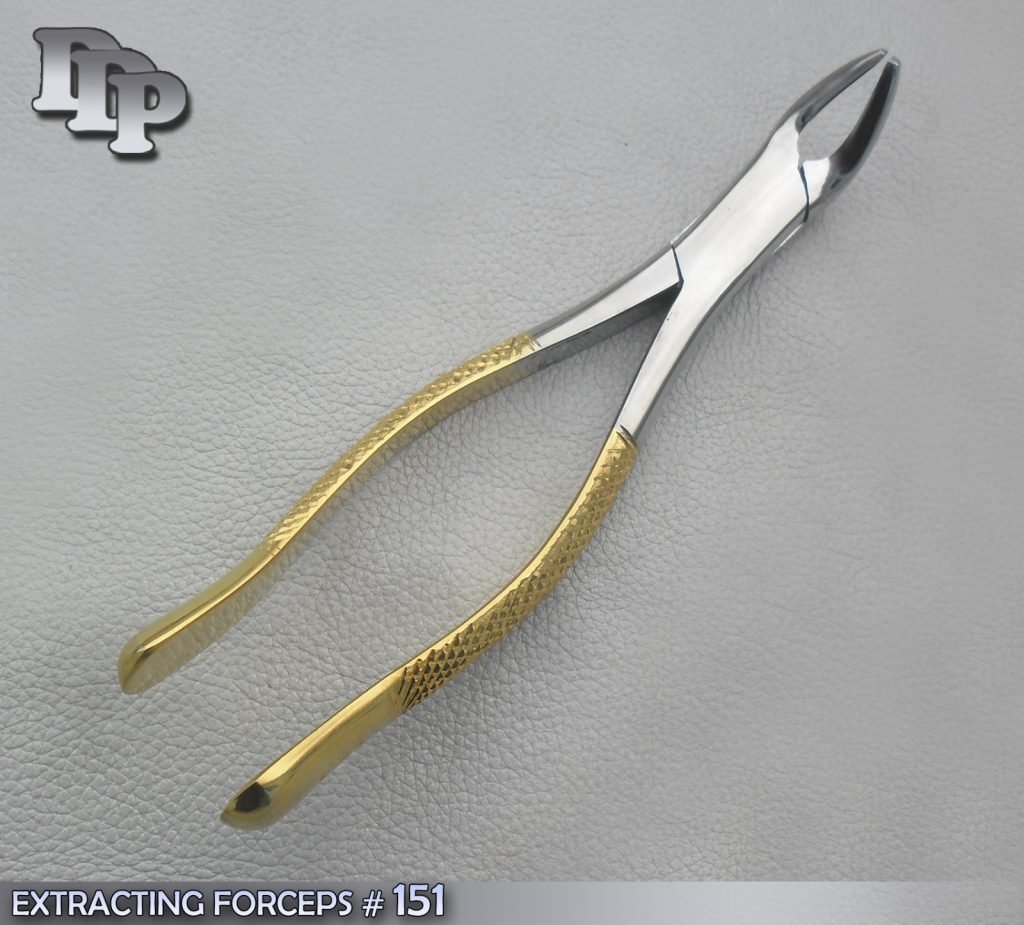 EXTRACTING FORCEPS # 151 GOLD PLATED DENTAL SURGICAL INSTRUMENTS