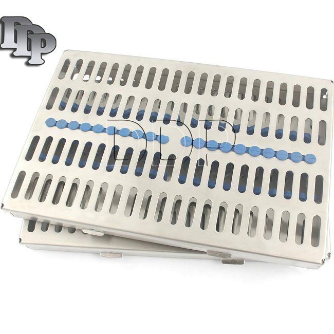 GERMAN 2 DENTAL AUTOCLAVE STERILIZATION CASSETTE RACK BOX TRAY FOR 20 INSTRUMENT