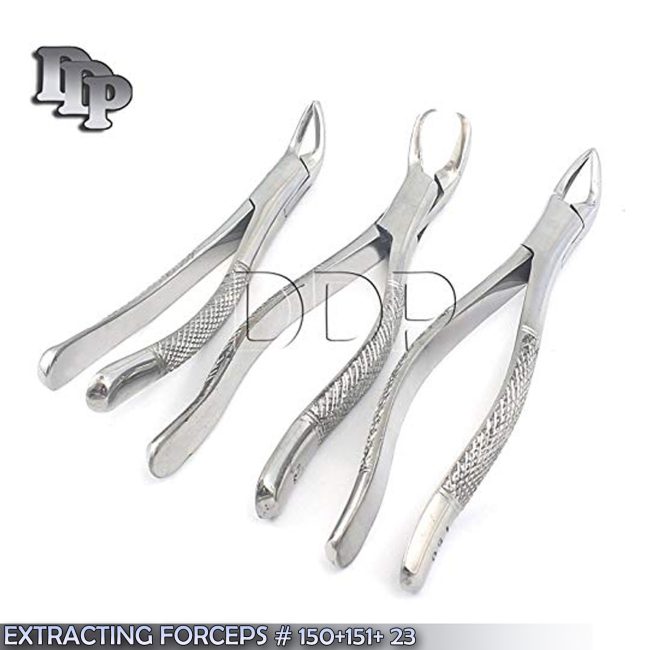 German Dental Extracting Forceps #150 151 & 23 Surgical Extraction Instruments