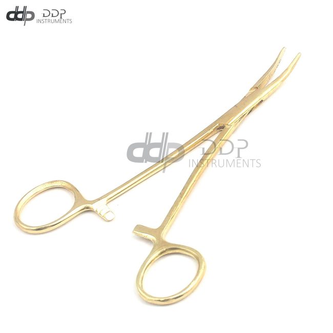 Hemostat Mosquito Forceps Full Gold 5" Curved Stainless Steel Surgical Inst