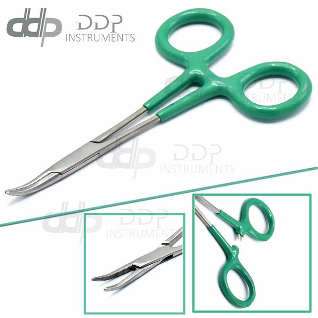 Hemostats Crile Forceps Surgical Instruments, Green Dep Handle 5.50" Curved