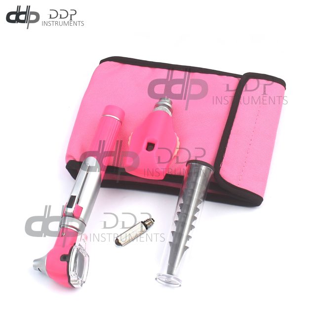 LD F.O Otoscope Ophthalmoscope Opthalmoscope ENT Diagnostic Examination Set Pink