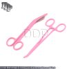 Lister Bandage Scissors 5.5" + Crile Hemostat Forceps 5.5 Curved Pink Color