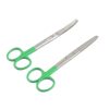 Lot Of 2 Pcs Operating Scissors 5.5" Blunt/Blunt Str+Cvd Color Handle (Green)