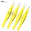 Lot Of 4 Pcs Tweezers For Ingrown Hair Pointed Blackhead Remover Eyebrow Yellow