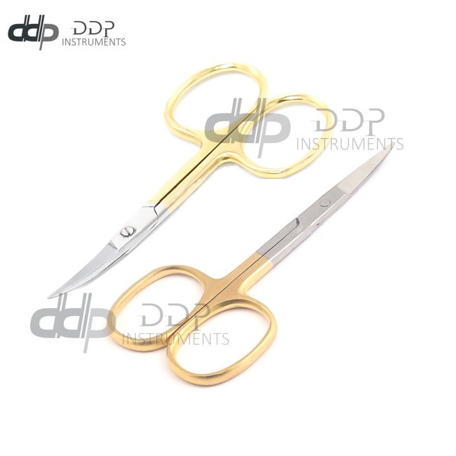 Manicure Beauty Cuticle Clippers Nail Scissors 3.5" Straight and Curved SET of 2