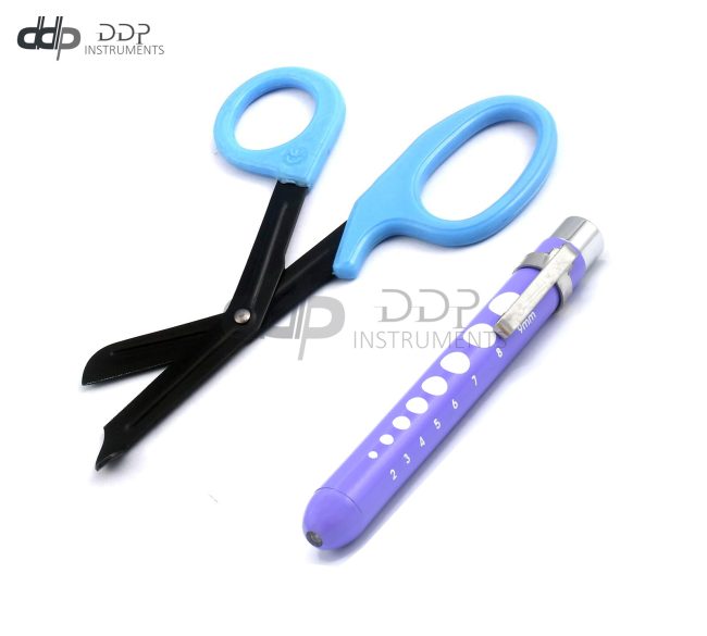 NEW EMS/EMT SERRATED SHEARS HEAVY DUTY BANDAGE SCISSORS 7.5" + REUSABLE PENLIGHT