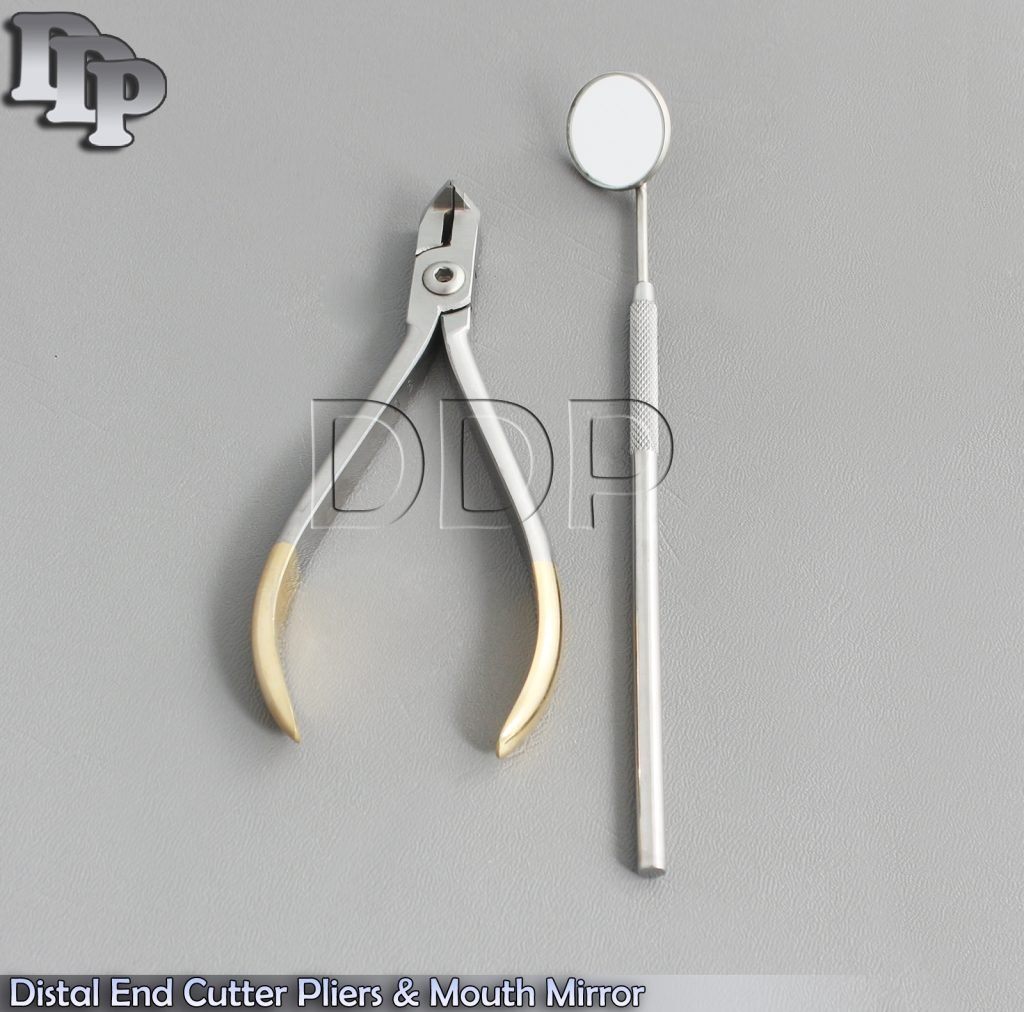Orthodontics Dental Kit of Distal End Cutter Pliers & Mouth Mirror