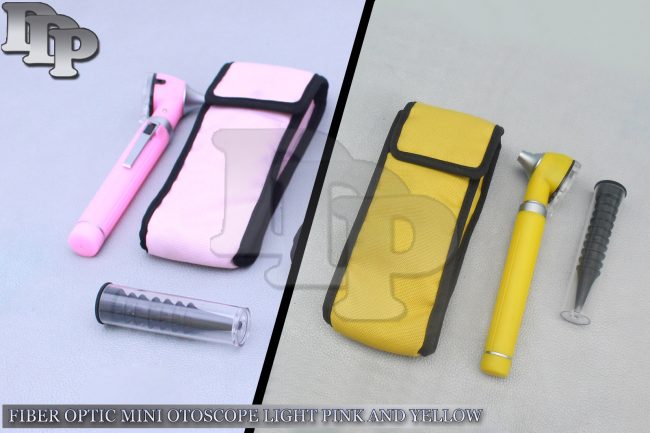 Pro Physician 2.5V Halogen Light FiberOptic Otoscope Diagnos Light Pink & Yellow