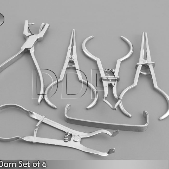 Rubber Dam Set of 6 Ivory Punch Plier,Ainsworth,Brewer,stoke Clamp,DN-502