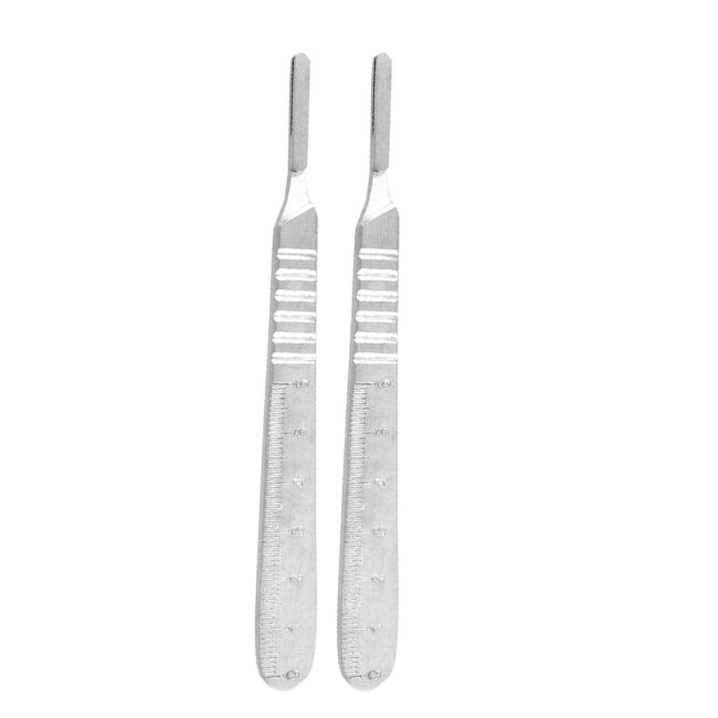 SET OF 2 PREMIUM DENTAL SURGICAL SCALPEL HANDLE #4 W/ SCALE DENTAL VETERINARY