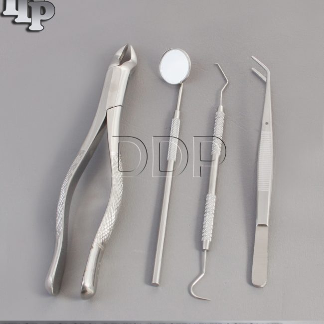 SET OF 4 PCS ORAL DENTAL SURGERY EXTRACTION KIT WITH EXTRACTING FORCEPS #10S