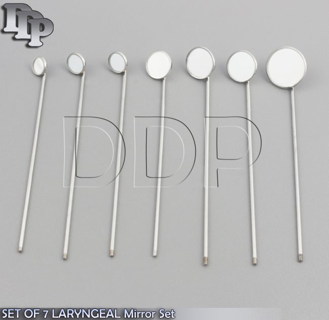 SET OF 7 LARYNGEAL BOILABLE HYGIENE DENTAL MIRRORS WITH HANDLE #0,1,2,3,4,5,6