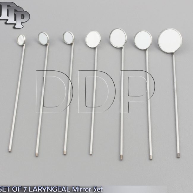 SET OF 7 LARYNGEAL BOILABLE HYGIENE DENTAL MIRRORS WITH HANDLE #0,1,2,3,4,5,6