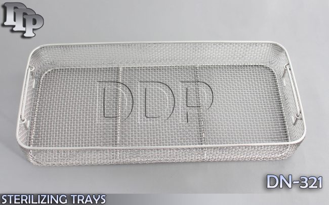 STERILIZING TRAYS Micro Tray Drop Handle 21'' x 10" x 4" Mesh Box DN-321