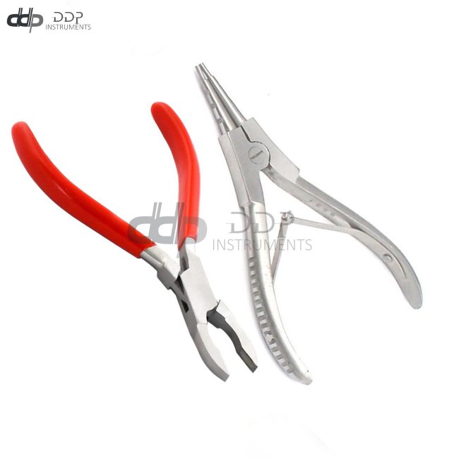 Set of 2 Ring Opening & Ring Closing Pliers ( Red Dip ) Body Piercing Bead Tools