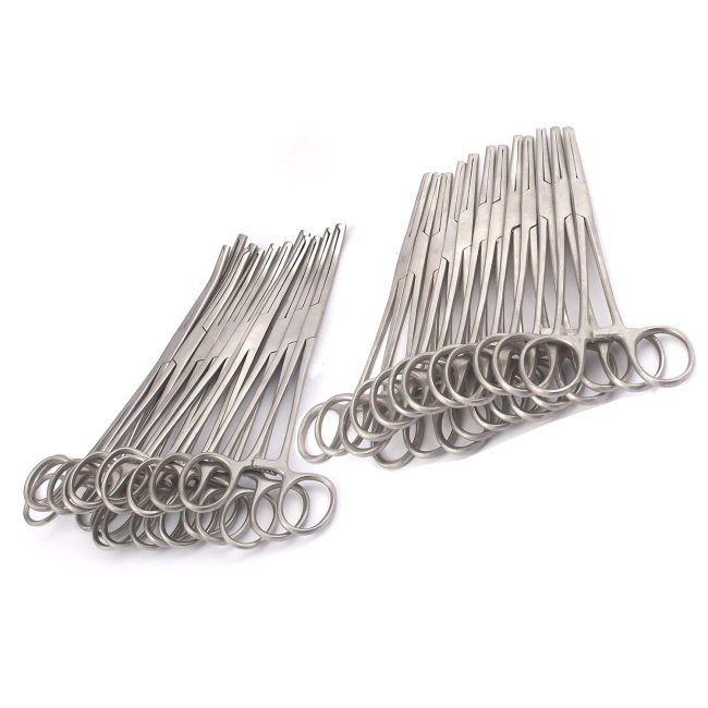 Set of 24 KOCHER HEMOSTAT Forceps 8" Straight+Curved Stainless Steel
