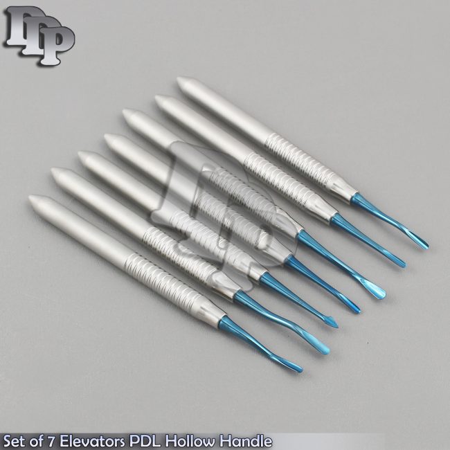 Set of 7 Elevators PDL Hollow Handle Dental Surgical Veterinary