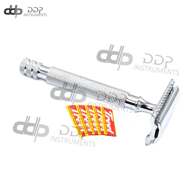 Stainless Steel Safety Razor Silver Manual Shaving Blades Shaver BTS-315