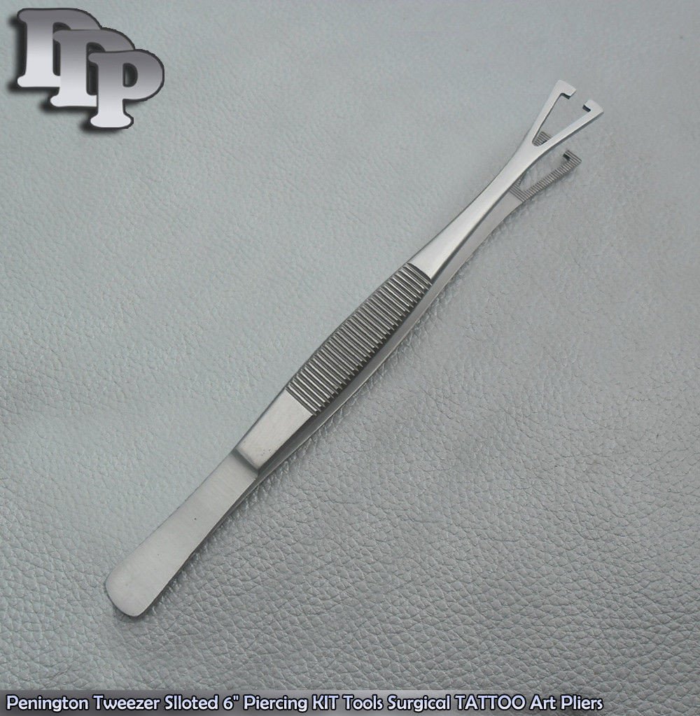 1 Pcs Penington Tweezer Slloted 6" Piercing KIT Tools Surgical TATTOO Art Pliers - Image 3