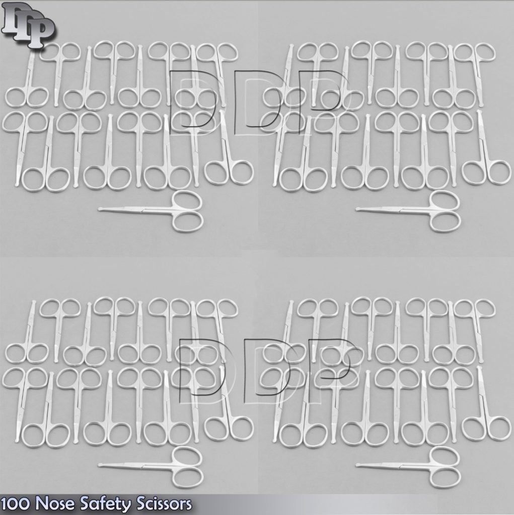 100 Safety Scissors Mustache,Nose, Ear Hair Pet Grooming, Manicure 3.5" STRAIGHT